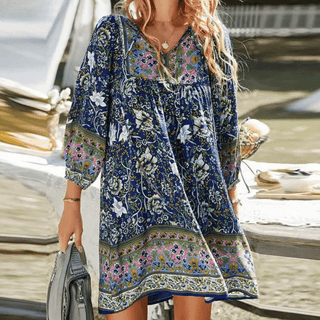 Laila - Boho Kleid - Sommerliche Eleganz - Kleider - Marineblau - Müller Mode