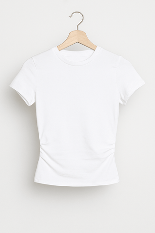 Laila Crop Top mit Rundhals Kurzarm - Tops - Weiß - Müller Mode