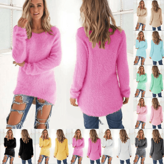 Laila - Flauschiger Strickpulli - Fuzzy - Pullover - Sweatshirts & Hoodies - Braun - Müller Mode