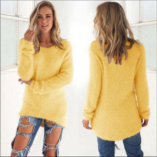 Laila - Flauschiger Strickpulli - Fuzzy - Pullover - Sweatshirts & Hoodies - Gelb - Müller Mode