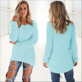 Laila - Flauschiger Strickpulli - Fuzzy - Pullover - Sweatshirts & Hoodies - Hellblau - Müller Mode