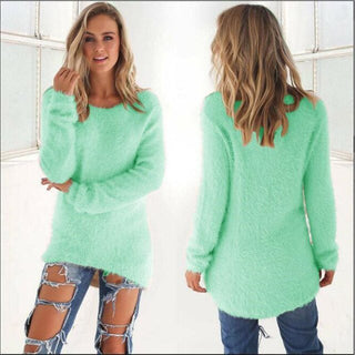 Laila - Flauschiger Strickpulli - Fuzzy - Pullover - Sweatshirts & Hoodies - Grün - Müller Mode