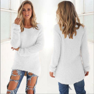 Laila - Flauschiger Strickpulli - Fuzzy - Pullover - Sweatshirts & Hoodies - Weiß - Müller Mode
