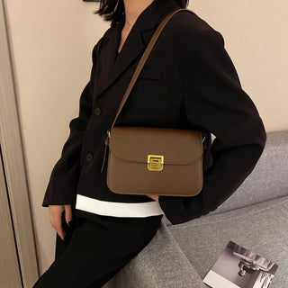Laina - Leder - Umhängetasche - Quadratischer Retro - Stil - Schultertaschen - Schwarz - Müller Mode