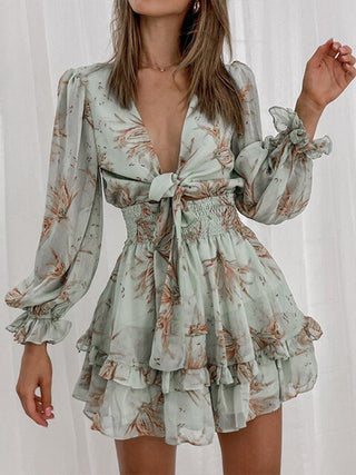 Lana - Kleid - Rüschen Schleife - Kleider - Grün - Müller Mode