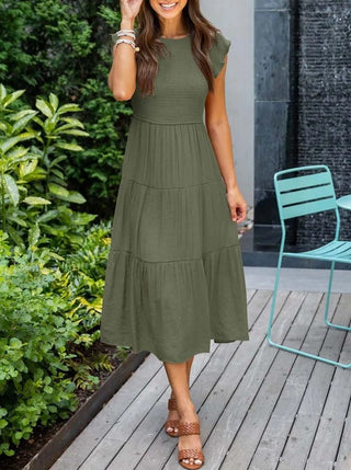 Leana - Kleid - Geraffte Büste - Kleider - Armeegrün - Müller Mode