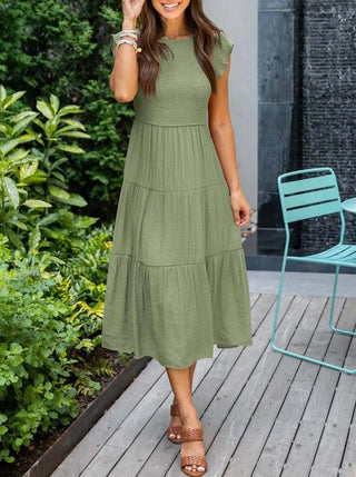 Leana - Kleid - Geraffte Büste - Kleider - Grün - Müller Mode