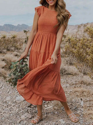 Leana - Kleid - Geraffte Büste - Kleider - Orange - Müller Mode
