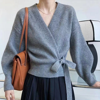 Leighanne - Strickpullover - Wickel - Stil - Strickwaren - Grau - Müller Mode