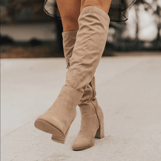 Leisel Blockabsatz - Kniehohe Stiefel - Stiefel - Creme - Müller Mode