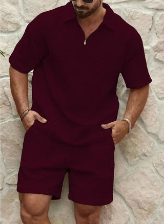 Leopold Kurzarm - Polo mit Shorts Set - Sets - Burgund - Müller Mode
