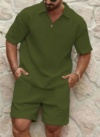 Leopold Kurzarm - Polo mit Shorts Set - Sets - Grün - Müller Mode