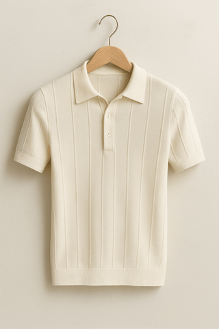 Liam Strickpoloshirt Kurzarm - Polos - Weiß - Müller Mode
