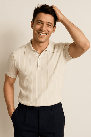 Liam Strickpoloshirt Kurzarm - Polos - Weiß - Müller Mode