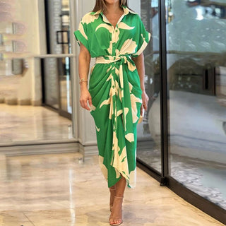 Liane - Kleid - Kragen und Gürtel - Kleider - Grün - Müller Mode