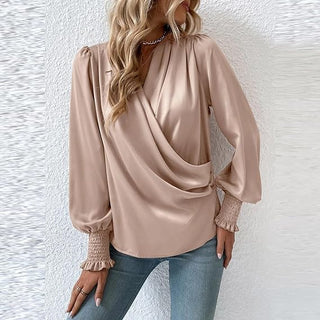 Lilou - Bluse - Plissee - Puffärmel - Bluse - Beige - Müller Mode