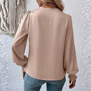 Lilou - Bluse - Plissee - Puffärmel - Bluse - Beige - Müller Mode