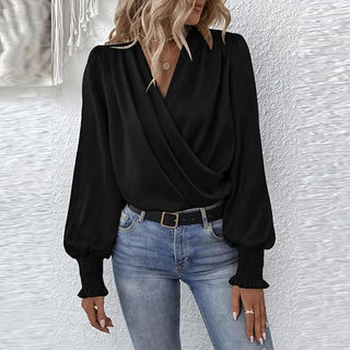 Lilou - Bluse - Plissee - Puffärmel - Bluse - Schwarz - Müller Mode