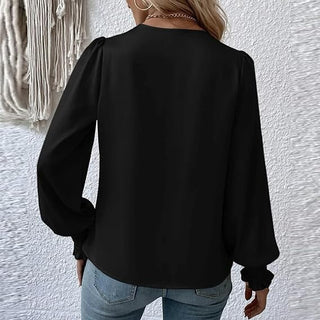 Lilou - Bluse - Plissee - Puffärmel - Bluse - Schwarz - Müller Mode