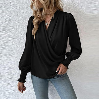 Lilou - Bluse - Plissee - Puffärmel - Bluse - Schwarz - Müller Mode
