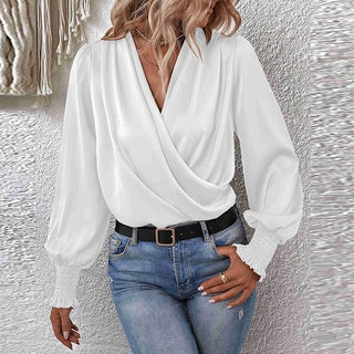 Lilou - Bluse - Plissee - Puffärmel - Bluse - Weiß - Müller Mode