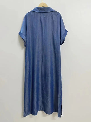 Lina - Denim Kleid - Fledermausärmel - Kleider - Blau - Müller Mode