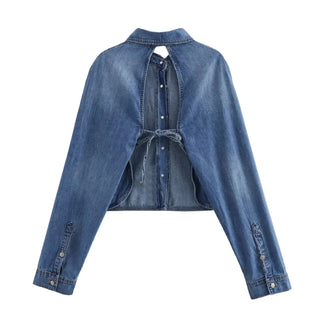 Luana - Gekürzte Denim - Jacke - Offener Rückenstil - Leichte Jacken - Blau - Müller Mode