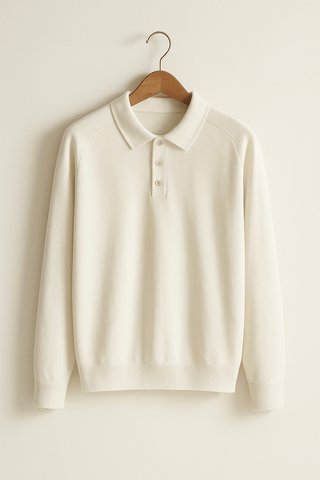 Luke Strick Poloshirt Langarm - Polos - Weiß - Müller Mode