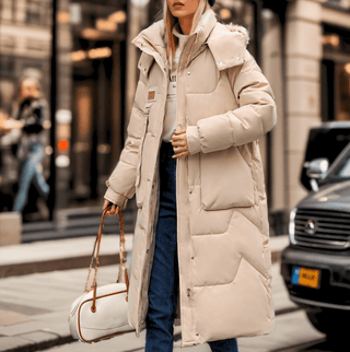 Majken - Lange Pufferjacke - Winterparka - Pufferjacken - Khaki - Müller Mode