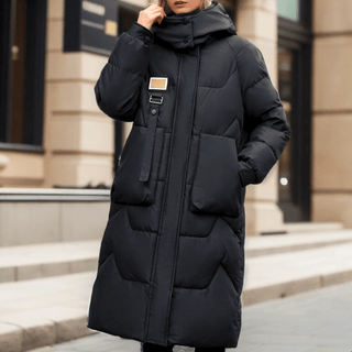 Majken - Lange Pufferjacke - Winterparka - Pufferjacken - Schwarz - Müller Mode