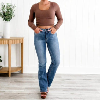 Maren - Bauchfreie Hose - Jeans - Blau - Müller Mode