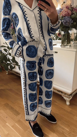 Mariah - Hosenset - Lebendiger abstrakter Druck - Sets - Blau - Müller Mode