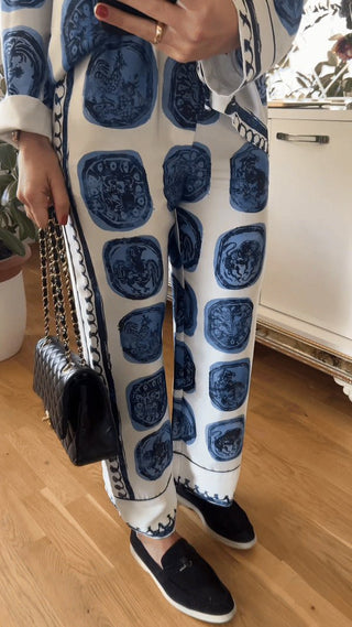 Mariah - Hosenset - Lebendiger abstrakter Druck - Sets - Blau - Müller Mode