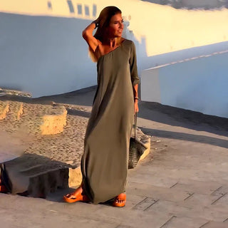 Marit - Diagonal - Schulter Kleid - Auffällig - Kleider - Grün - Müller Mode