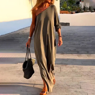 Marit - Diagonal - Schulter Kleid - Auffällig - Kleider - Grün - Müller Mode