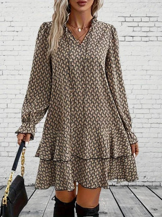Marita - Kleid - Bedruckt Dreiviertelärmel - Kleider - Beige - Müller Mode