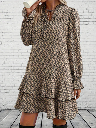 Marita - Kleid - Bedruckt Dreiviertelärmel - Kleider - Beige - Müller Mode
