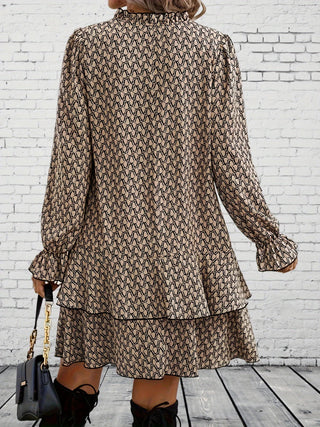 Marita - Kleid - Bedruckt Dreiviertelärmel - Kleider - Beige - Müller Mode