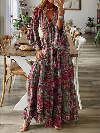 Martha - Maxikleid - Ausgestellte Ärmel - Kleider - Rosa - Müller Mode