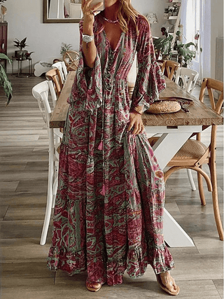 Martha - Maxikleid - Ausgestellte Ärmel - Kleider - Rosa - Müller Mode