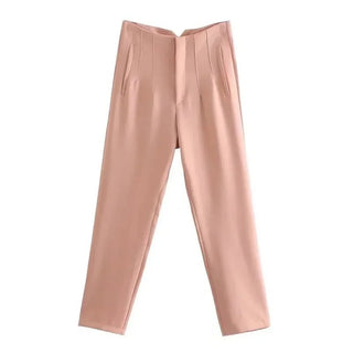Maryanne - Formelle Cropped - Hose - Hochtaillierter Stil - Stoffhosen - Orange - Rosa - Müller Mode