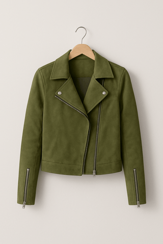 Mathilde Bikerjacke aus Wildlederimitat - Leichte Jacken - Grün - Müller Mode