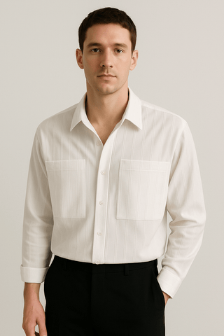 Matthew Hemd mit Streifen und Langarm - Hemden - Weiß - Müller Mode