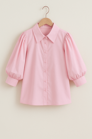 Maureen Bluse mit Puffärmeln und Knöpfen - Bluse - Rosa - Müller Mode