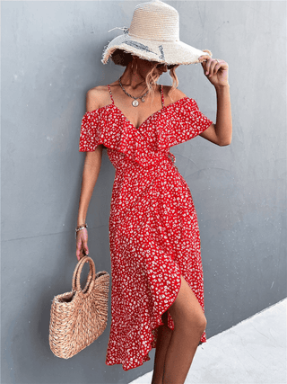 Maya - Kleid - Blumen und Off - Shoulder - Kleider - Grün - Müller Mode