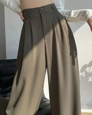 Mayla - Formelle Hose mit weitem Bein - Stil mit hoher Taille - Stoffhosen - Kaffee - Müller Mode