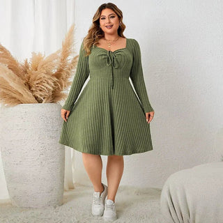 Meike - Strickwaren - Langärmeliges Kleid - Kleider - Grün - Müller Mode