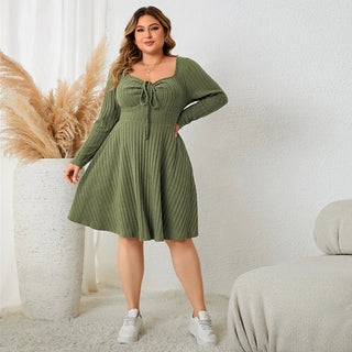 Meike - Strickwaren - Langärmeliges Kleid - Kleider - Grün - Müller Mode