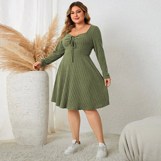 Meike - Strickwaren - Langärmeliges Kleid - Kleider - Grün - Müller Mode