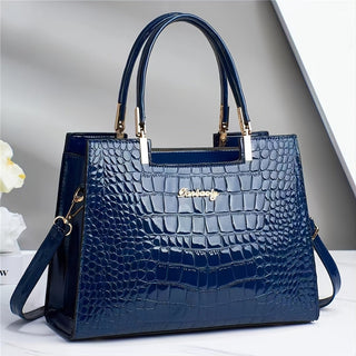 Melinda - Handtasche aus glänzendem Krokodil - Handtaschen - Blau - Müller Mode
